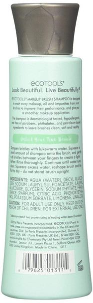 Ecotools Cruelty Free and Eco Friendly Makeup Brush Cleansing Shampoo, 6 Ounce; Wash Away Surface Makeup, Oil, and Impurities from Brushes (Pack of 2)