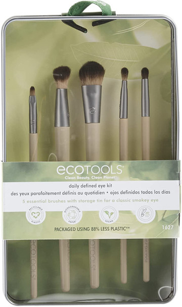 EcoTools Daily Defined Eye Makeup Brush Kit, Travel Friendly, Versatile Eye Makeup Looks, Convenient Makeup Tools On-The-Go, For Eyeshadow & Eye Liner, Eco-Friendly Makeup Brushes, 6 Piece Set