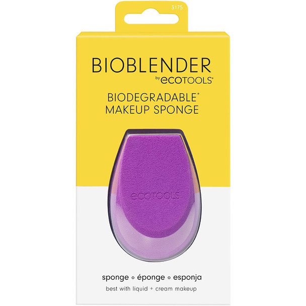 EcoTools Bioblender Makeup Sponge, Biodegradable Makeup Blender, Eco-Friendly, For Foundation and Base Coverage, Works Best With Liquid & Cream Products, Cruelty Free & Vegan, Purple, 1 Count