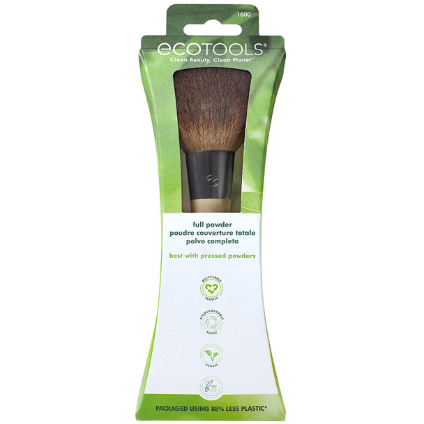 EcoTools Full Powder Makeup Brush, For Blush, Bronzer & Setting Powder, Large, Fluffy Makeup Brush, Eco-Friendly Complexion Brush, Synthetic Bristles, Vegan & Cruelty-Free, 1 Count