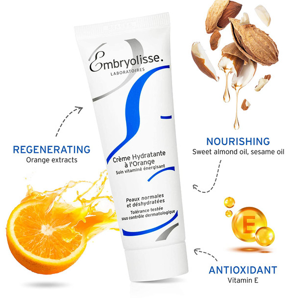 Embryolisse Moisturizing Vitamin C Cream With Extract of Oranges, 1.69 fl. oz. - Rejuvenating Face Cream with Beeswax, Almond & Sesame Oil - Daily Skincare for Nourishing & Hydrating Skin