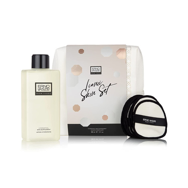 Erno Laszlo Iconic Skin Set | Value-Size Hydraphel Skin Supplement with Reusable Cotton Rounds & Travel Bag | Revive Skin | 12 Fl Oz