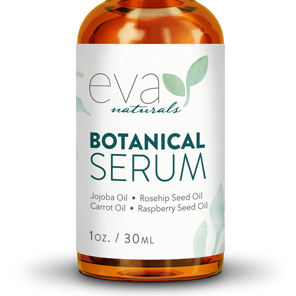 Eva Naturals Botanical Anti-Aging Face Oil Serum  Facial Serum + Jojoba Oil, Rosehip Seed Oil, and Vitamin E Oil for Dry Skin Plumps, Protects, and Restores - Oil for Face (1 oz)