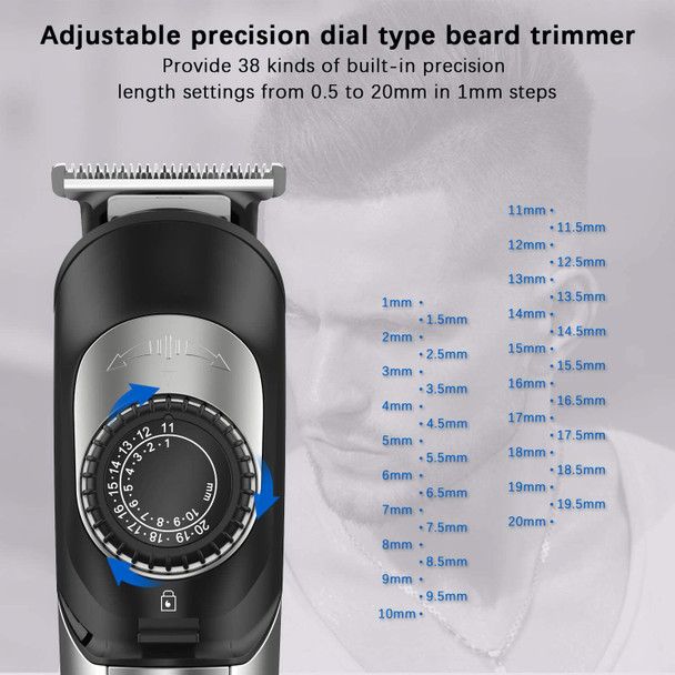 Hatteker Beard Trimmer for Men Hair Clipper Cordless Body Moustache Nose Hair Groomer Kit Precision Trimmer 5 in 1 USB Rechargeable