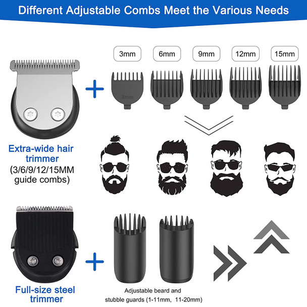 Hatteker Beard Trimmer Hair Clipper Hair Trimmer Grooming Kits Electric Shaver Razor for Men Mustache Nose Ear Body Precision Trimmer Groomer Multigroom IPX7 Waterproof Cordless Rechargeable 6 in 1