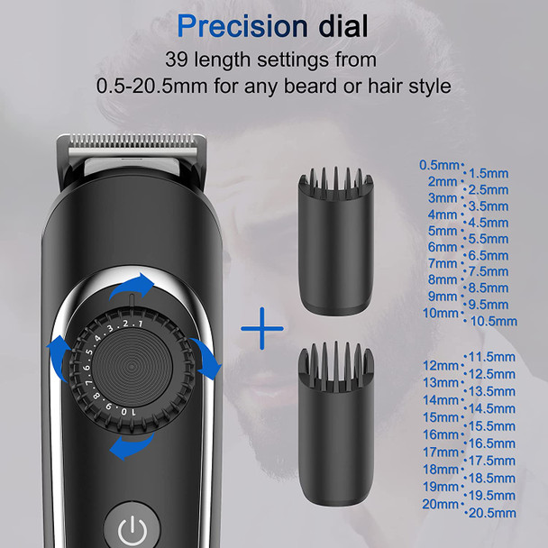 Hatteker Beard Trimmer Hair Clipper Hair Trimmer Grooming Kits Electric Shaver Razor for Men Mustache Nose Ear Body Precision Trimmer Groomer Multigroom IPX7 Waterproof Cordless Rechargeable 6 in 1