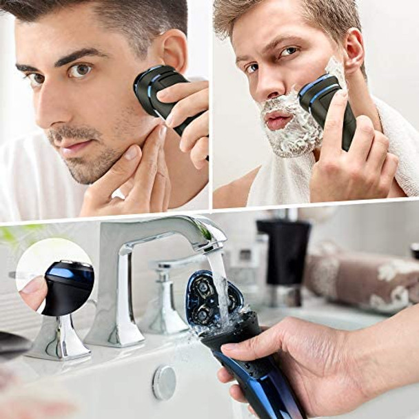 Hatteker Electric Shaver Rotary Razor for Men Cordless Beard Trimmer with Pop-up Trimmer Rechargeable