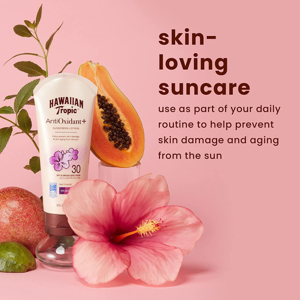 Hawaiian Tropic AntiOxidant+ Sunscreen Lotion, Lightweight Sun Protection, Broad Spectrum, SPF 30, 6 Ounces