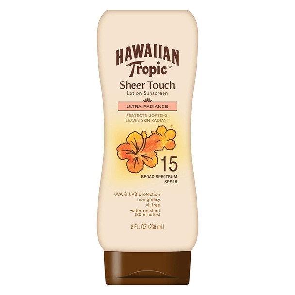 Hawaiian Tropic Sheer Touch Lotion Sunscreen, Moisturizing Broad-Spectrum Protection, SPF 15, 8 Fl Oz (Pack of 1)