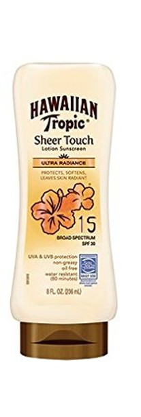 Hawaiian Tropic Sheer Touch Lotion Sunscreen, Ultra Radiance SPF 15, 8 oz (Pack of 2)