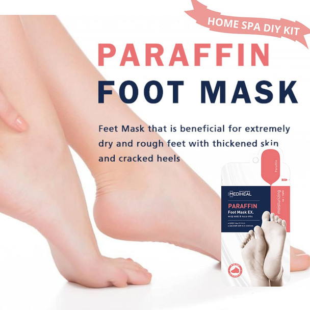 Mediheal Paraffin Foot Mask EX. 5 Pairs, Exfoliating Foot Mask for Dead Skin Removal and Repairing Cracked Heels, Foot Peel Mask for Feet Moisturization and Nourishing Dry & Aging Heels
