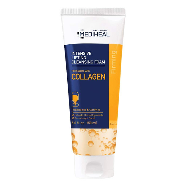 MEDIHEAL Collagen Intensive Lifting Cleansing Foam 150ml (5 fl.oz.) - Moisturizing Rich Foam Facial Cleanser, Skin Smooth & Elasticity, Skin Replenishing and Soothing