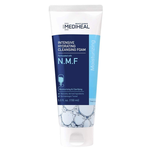 MEDIHEAL N.M.F Intensive Hydrating Cleansing Foam 150ml (5 fl.oz.) - Ultra Hydrating Facial Foam Cleanser, Sebum Control, Removes Skin Wastes, for Dry Skin