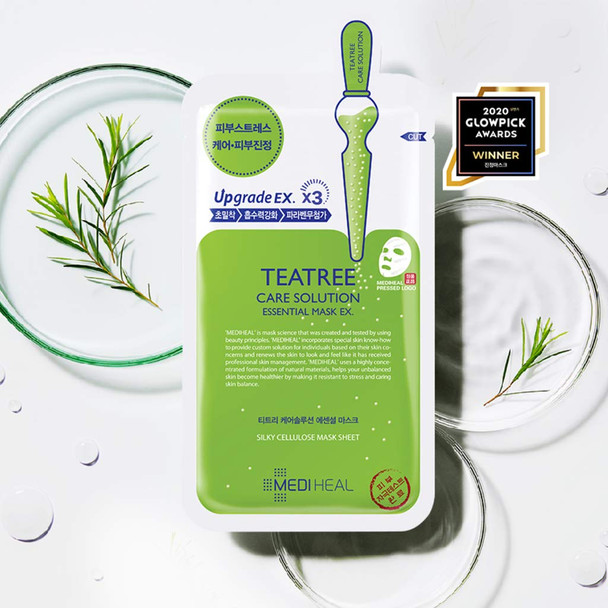 Mediheal Teatree Care Solution Essential Mask, Pack of 10 - Cotton Facial Sheet Mask, Moisturizing Facial Sheet Masks with Soothing Sensitive Skin and Sebum Control