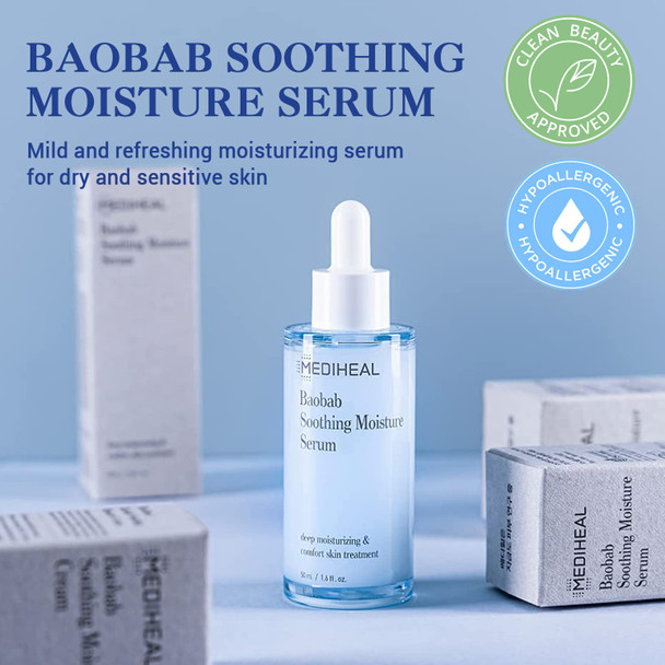 Mediheal Baobab Moisturizing Serum with Mask Sheet Combo - Soothing Moisture Serum & N.M.F Aquaring Mask 5 Sheet -Moisturizing Skin Care for Dry and Rough Skin Mediheal Baobab Moisturizing Serum with Mask Sheet Combo - Soothing Moisture Serum & N.M.F Aquaring Mask 5 Sheet -Moisturizing Skin Care for Dry and Rough Skin