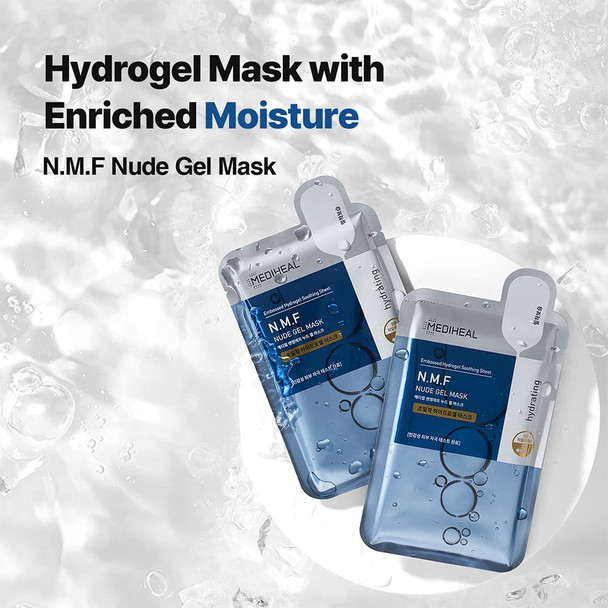 Mediheal NMF Nude Gel Mask 10 Pack Moisturizing Cooling Hydrating Transparent Hydrogel Patent Sheet