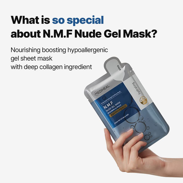 Mediheal NMF Nude Gel Mask 10 Pack Moisturizing Cooling Hydrating Transparent Hydrogel Patent Sheet