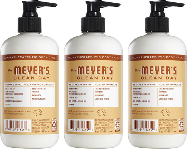 Mrs. Meyer's Hand Lotion for Dry Hands, Non-Greasy Moisturizer Made with Essential Oils, Oat Blossom, 12 oz Bottles, Pack of 3