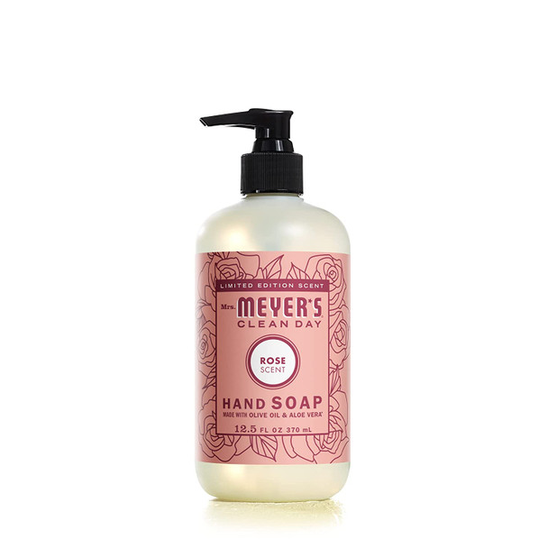 Mrs. Meyer's Hand Soap, Made with Essential Oils, Biodegradable Formula, Rose, 12.5 fl. oz