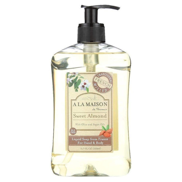 A LA MAISON de Provence Liquid Hand Soap | Sweet Almond Scent | French Milled Moisturizing Natural Hand Soap | in 16.9 oz. Pump Bottle