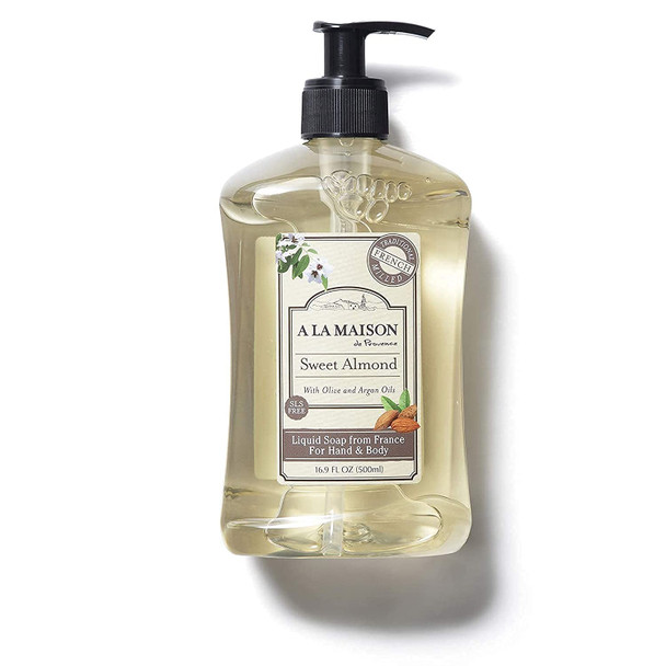 A LA MAISON de Provence Liquid Hand Soap | Sweet Almond Scent | French Milled Moisturizing Natural Hand Soap | in 16.9 oz. Pump Bottle