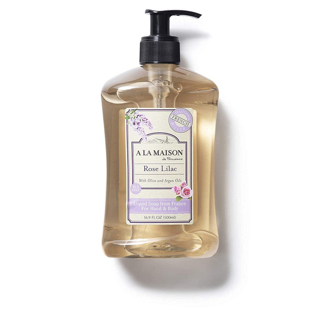 A LA MAISON Rose Lilac Liquid Hand Soap - Triple French Milled Natural Moisturizing (3 Pack, 16.9 oz Bottle)