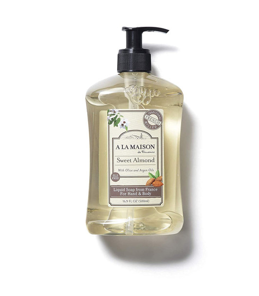 A LA MAISON Sweet Almond Liquid Hand Soap - Triple French Milled Natural Moisturizing (2 Pack, 16.9 oz Bottle)