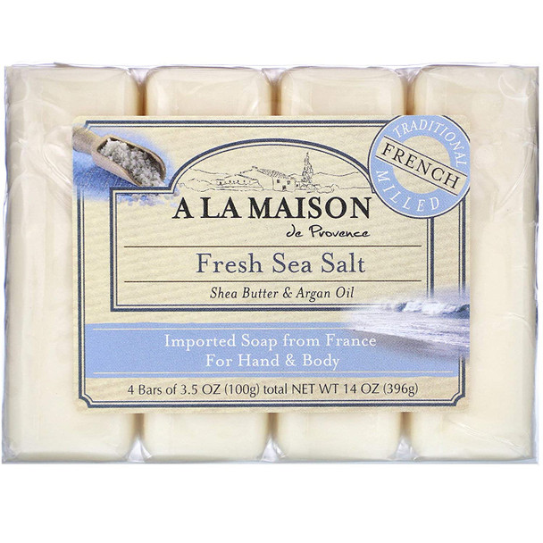 A LA MAISON de Provence Bar Soap | Fresh Sea Salt, Oat Milk & Rosemary Mint Scent | French Milled Moisturizing Natural Hand and Body Soap | 8.8 Oz each (3 Pack)