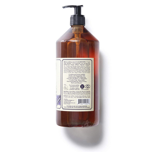 A LA MAISON Lavender Aloe Liquid Hand Soap - Triple French Milled Natural Moisturizing Hand Soap Refill (33.8 oz Bottle)