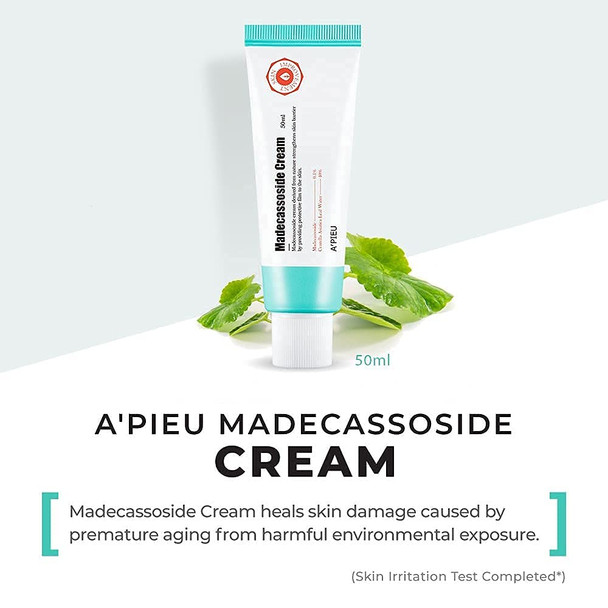 A'PIEU Madecassoside Cream Hydrating Moisturizer 1.69 fl oz + Glycolic Acid Cream 1.69 fl oz Facial Exfoliating Peeling Gel