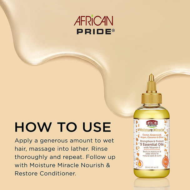 African Pride Takedown & Detangle Regimen with Moisture Miracle Aloe & Coconut Water Pre-Shampoo, Moisture Miracle 5 Essential Oils.