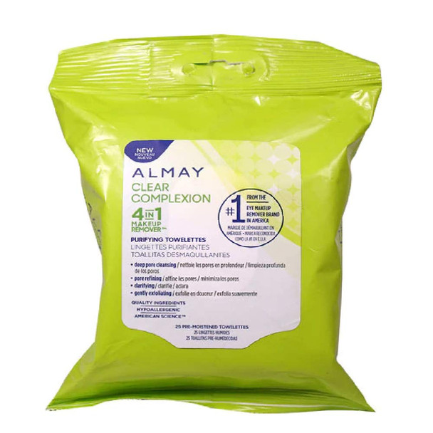 Almay Clear Complexion 4 in 1 Makeup Remover, 25 Towelettes (Pack of 3)