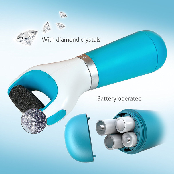 Amope Pedi Perfect Electronic Dry Foot File-Callus Remover With Diamond Crystals, Blue, Regular Coarse, Batteries Included and Pedi Perfect Electronic Foot File Mixed Refills, 2 Count