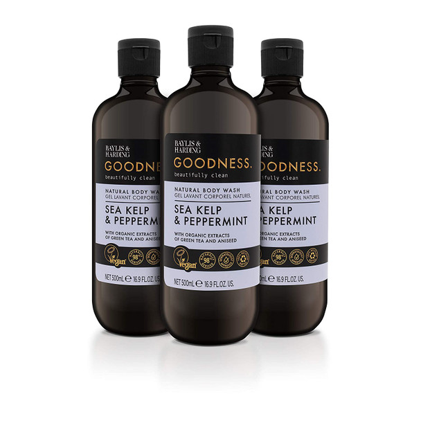 Baylis & Harding Goodness Sea Kelp & Peppermint, 500 ml Body Wash, Pack of 3 Baylis & Harding Goodness Sea Kelp & Peppermint, 500 ml Body Wash, Pack of 3