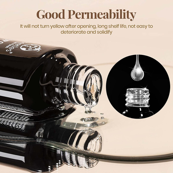 Beetles 3pcs 7.5ml Gel Top Coat Base Coat & Cuticle Oil Set, No Wipe Top Gel Glossy Shine Long Lasting DIY Home Gel Nail Lamp Required, Cuticle Oil Care for Dry, Damaged Cuticles, Stronger Nails