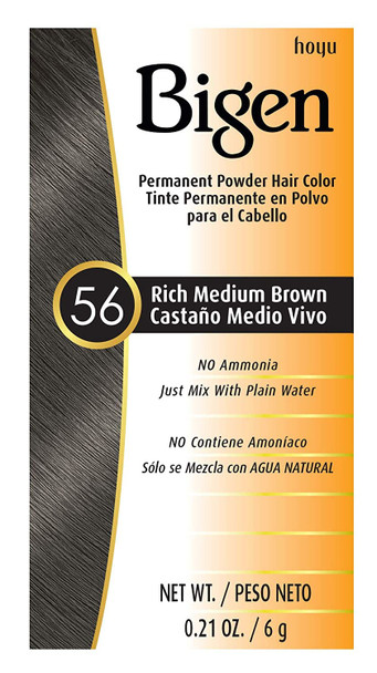 Bigen Permanent Powder Hair Color 56 Medium Brown 1 ea (Pack of 4)