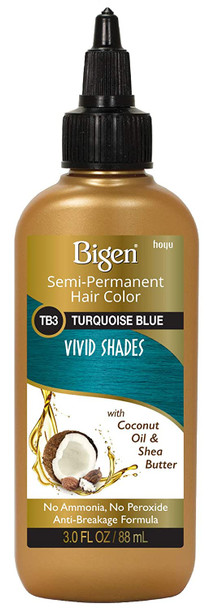 TB3 Turquois Blue Bigen Vivid Shades Semi Permanent Hair Color (3 Pack)