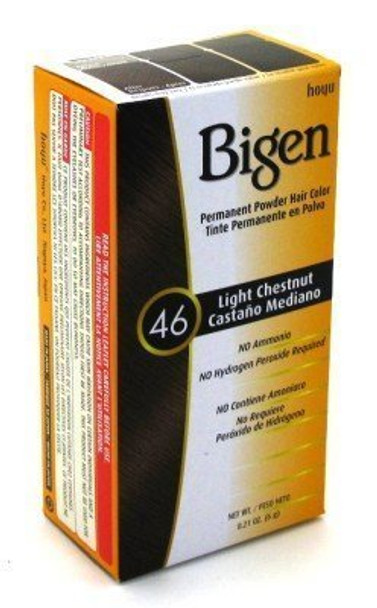 Bigen Powder Hair Color #46 LIght Chestnut .21 oz. (3-Pack) with Free Nail File