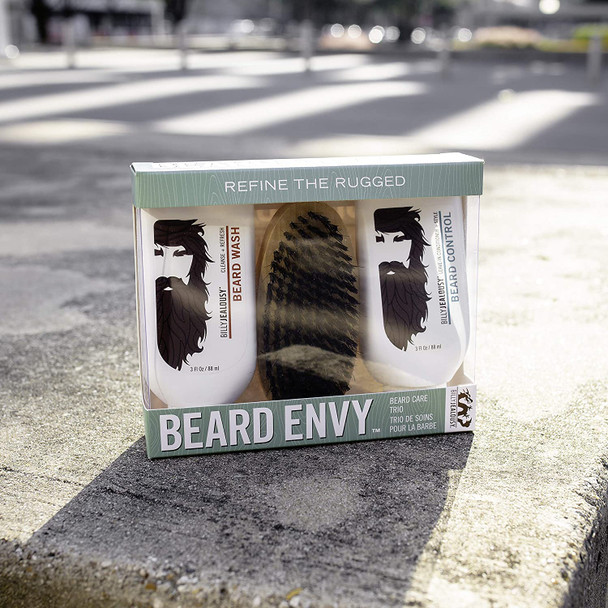 Billy Jealousy Beard Envy - Beard Refining Kit With Beard Wash, Beard Control and Boar Bristle Brush