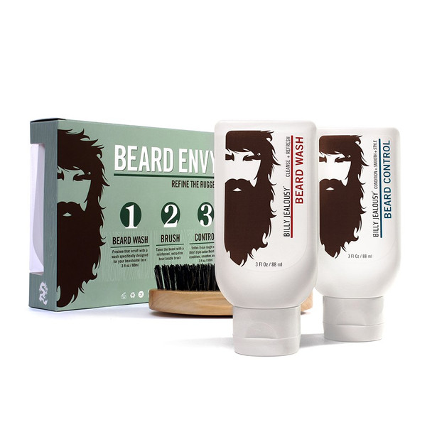 Billy Jealousy Beard Envy - Beard Refining Kit With Beard Wash, Beard Control and Boar Bristle Brush