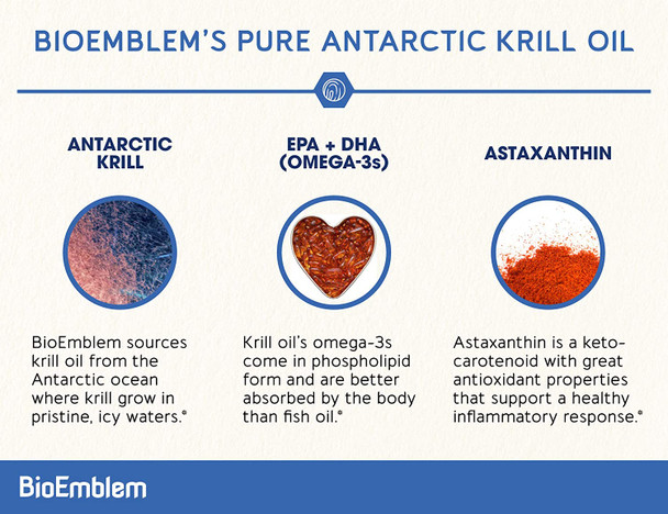 BioEmblem Antarctic Krill Oil Supplement Turmeric Curcumin with Clinically Studied TurmiPure