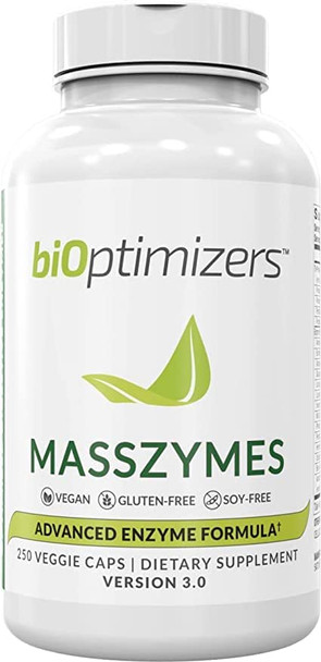 BiOptimizers - MassZymes Digestive Enzymes (250 Capsules) and P3-OM Probiotic & Prebiotic (60 Capsules) Supplement Bundle