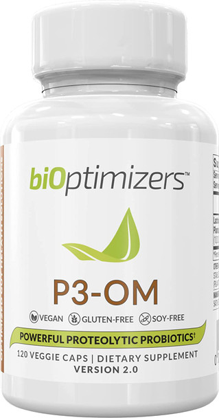 BiOptimizers - MassZymes Digestive Enzymes (250 Capsules) and P3-OM Probiotic & Prebiotic (60 Capsules) Supplement Bundle