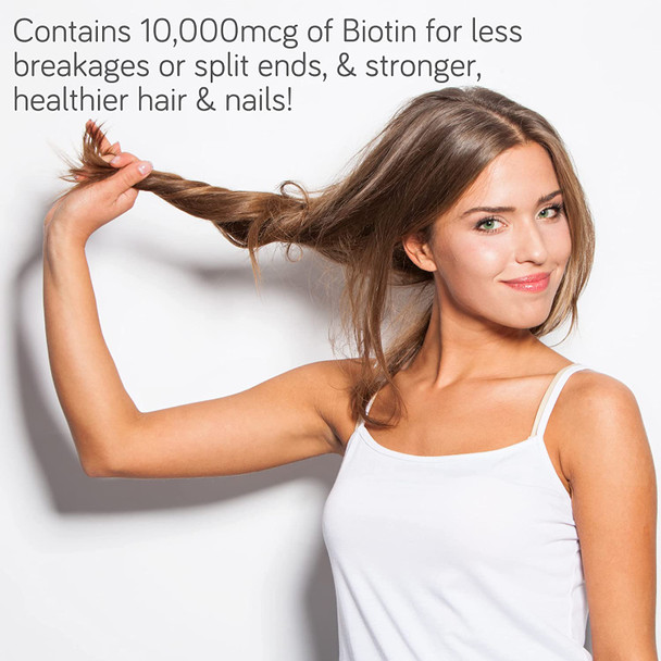 Biotin 10000mcg Gummies - Hair Growth Vitamins for Women  Shine, Volume & Strength - for Hair Skin and Nails - Vegan, Non-GMO, Gluten Free Womens Beauty Supplements - 60 Strawberry Gummies