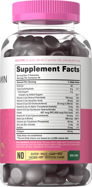 Carlyle Multivitamin For Women | 180 Gummies | Mixed Berry Flavor | With Collagen | Non-Gmo, Gluten Free Supplement