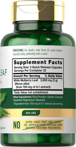 Carlyle Mulberry Leaf Extract | 3000Mg | 100 Capsules | Non-Gmo And Gluten Free Herbal Supplement