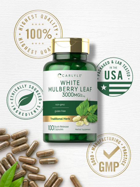 Carlyle Mulberry Leaf Extract | 3000Mg | 100 Capsules | Non-Gmo And Gluten Free Herbal Supplement