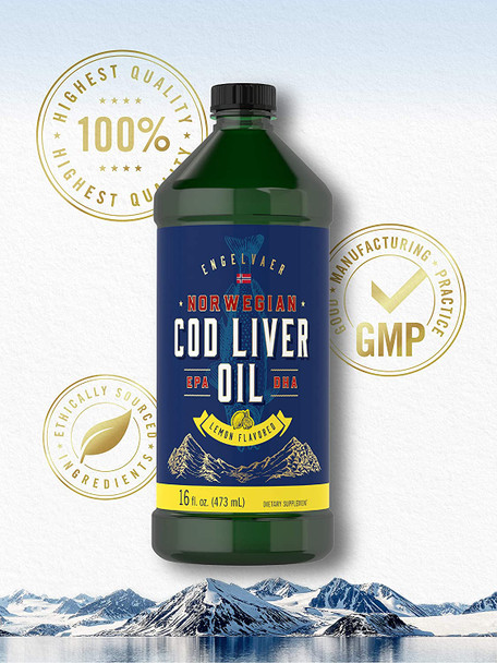 Carlyle Cod Liver Oil Liquid | 16 Fl Oz | Pack Of 3 Bottles | Lemon Flavor | Norwegian | Non Gmo, Gluten Free