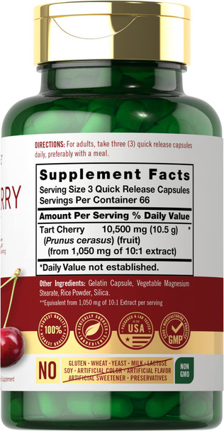 Carlyle Tart Cherry Capsules | 10,500Mg | 200 Pills | Max Potency | Non-Gmo, Gluten Free | Tart Cherry Juice Extract