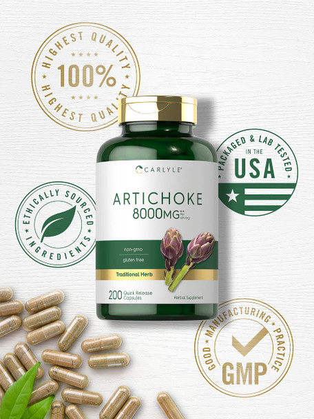 Carlyle Artichoke Extract Capsules 8000Mg | 200 Count | Non-Gmo, Gluten Free Supplement